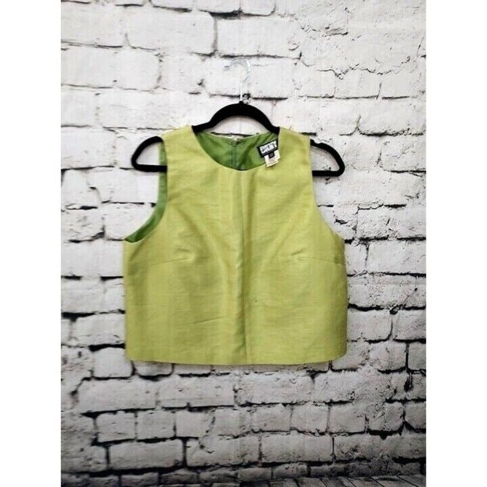 Vintage DKNY Womens Silk Blend Crop Top, Green, Size 12 - Picture 1 of 5